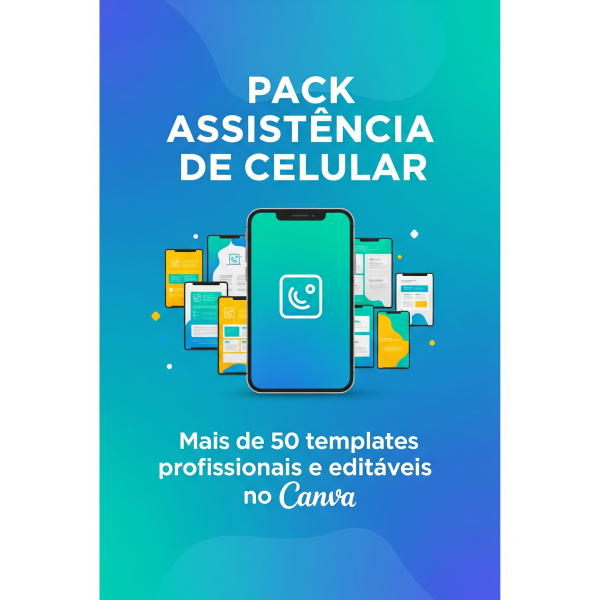 Pack Assistência De Celular Mais de 50 templates profissionais e editáveis no Canva